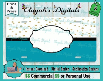 blue and gold license plate template sublimation etsy