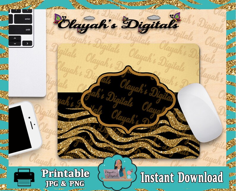 OD Gold Zebra Mouse Pad TemplateSublimation Etsy
