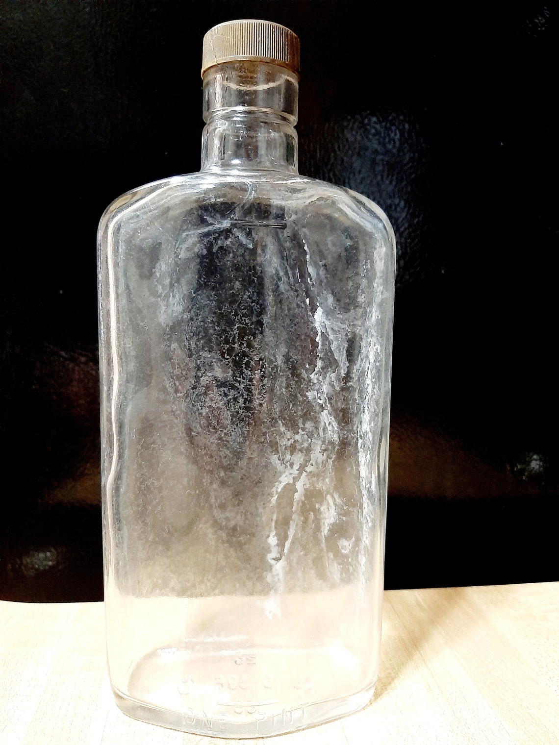 Clear One Pint Liquor Bottle Etsy