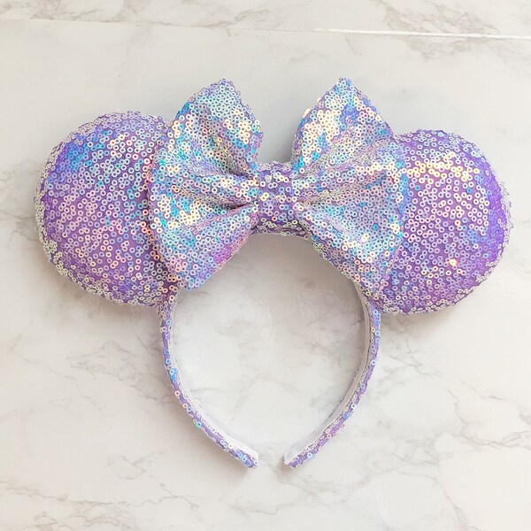 Purple Iridescent Sequin Minnie Ears, Disney Ears, Mickey Ears