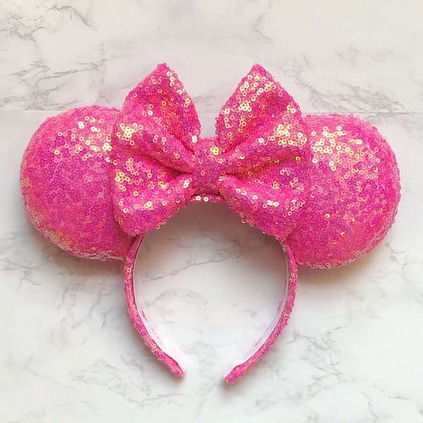 Hot Pink Iridescent Minnie Ears, Mickey Ears, Disney Ears