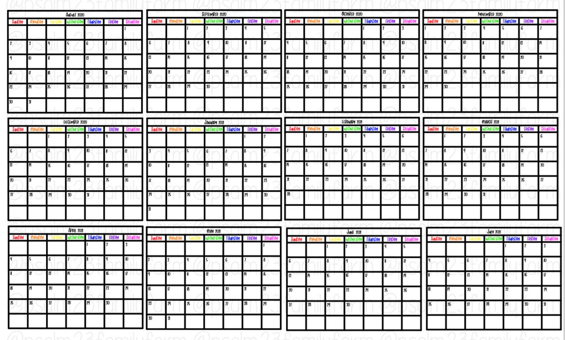 July 2022 June 2023 Printable Calendar Etsy Australia