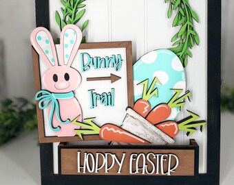 Easter Sign| Easter Interchangeable Sign| Easter Decor| Interchangeable Decor| Spring Decor| Spring Sign| Pastel Decor| Easter Bunny Sign|