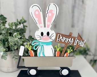 Easter Bunny Wagon Insert| Easter Interchangeable Wagon| Seasonal Decor| Easter Decor| Shelf Sitter| Pastel Decor| Farmhouse Decor|