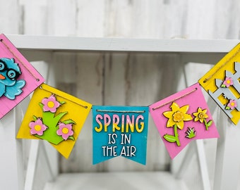 Spring Banner| Spring Sign| Spring Decor| Robbin Decor| Spring Home Decor| Pastel Color| Spring Tiered Tray| Mantle Piece| Banner|Home Decor