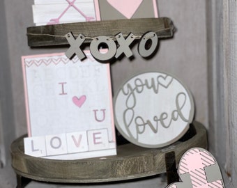 Valentine’s Day Tiered Tray| All about love tiered tray| Tiered Tray| HJRustic