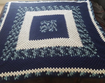 Blue and White Afghan