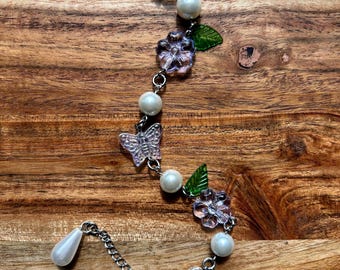 Floral Butterfly bead charm bracelet