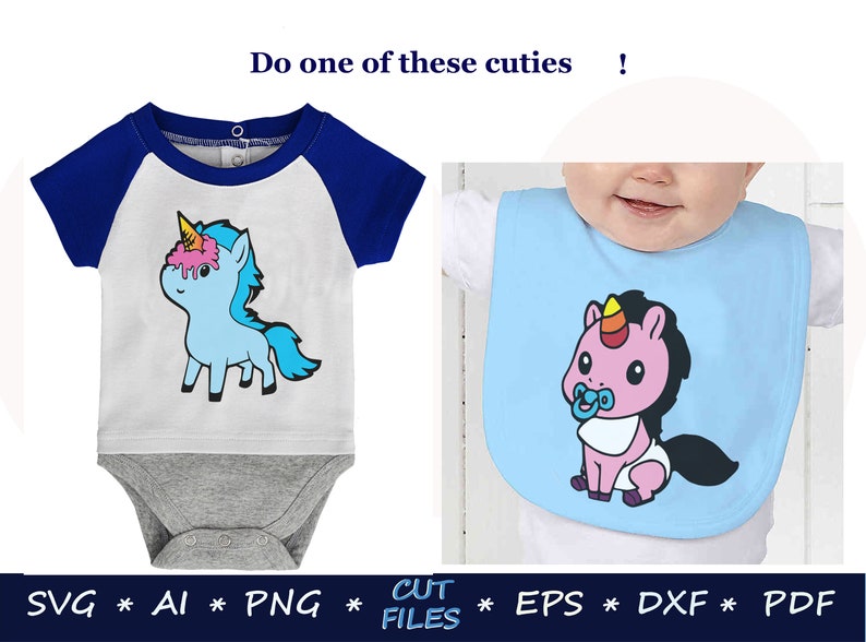 Download Unicorns SVG 2 Cute Baby Unicorn SVG Silhouette Cut Files ...