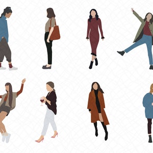 Flache Vektor Menschen Illustration - Packung mit 8 - Mädchen