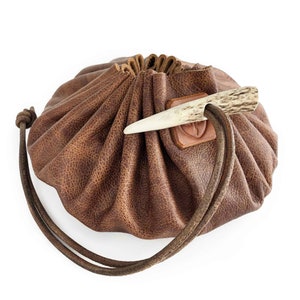 Leather Possibles Pouch Drawstring Large - Natural Bushcraft, Survival & Camping Gear Equipment Gift - Made in Britain - 3 Style Options