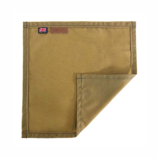 Waxed Canvas Ground mat, oilskin work pad, traditional handmade bushcraft, survival, edc, camping, outdoor gear - Made in Britain