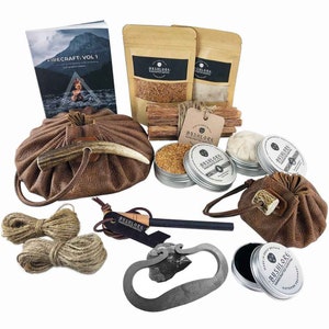 Leather Tinder Pouch Fire Kit - Fire Starting, Bushcraft, Camping, Survival, Traditional Gift Set - Artisan Edition - Made in Britain