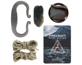 High Carbon Flint and Steel Striker Kit - Large Fire Starting, Bushcraft, Traditional EDC, Handmade Gift - Made in Britain