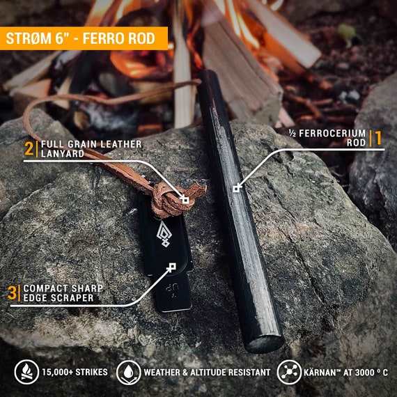 Fire Starter Survival Tool, 5/16" Ferro Rod With Paracord Lanyard Multi Tool St