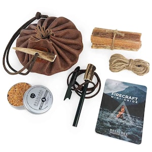Leather Tinder Pouch Medium - Fire Starting Bushcraft, Survival & Camping Gift Set - Journeyman Edition, Made in England