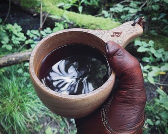 Kuksa Wooden Mug Cup | Natural Woodcraft Traditional Drinking Vessel | Bushcraft, Camping, Survival