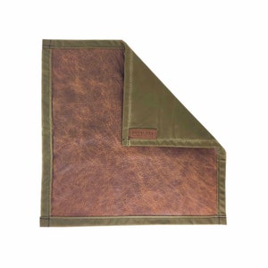 Leather and Waxed Canvas Seat Pad, oilskin mat, ground protection, bushcraft, survival, camping - Made in Britain
