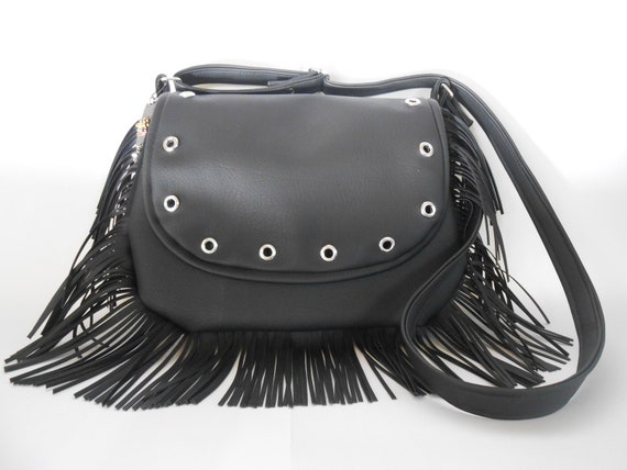 black vegan leather purse
