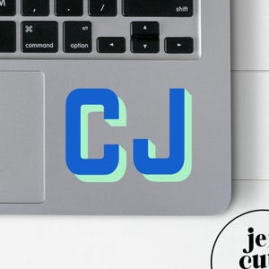 Doppellagige Monogramme, Monogrammaufkleber, Schattenbuchstaben, benutzerdefinierte doppellagige Initialen, personalisierte Monogrammgeschenke, wasserfest