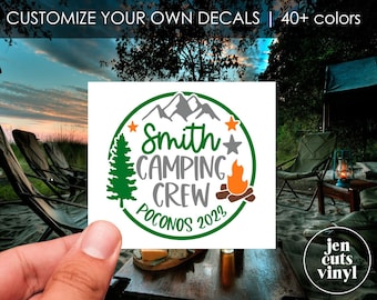 Stickers camping personnalisés, Stickers de camping résistants à l'eau, Sticker familial personnalisé, Stickers familiaux assortis, Stickers camping personnalisés