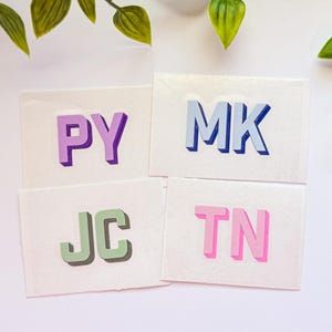 Doppellagige Monogramme, Monogramm-Aufkleber, Schattenbuchstaben, individuelle doppellagige Initialen, personalisierte Monogramm-Geschenke, wasserfest
