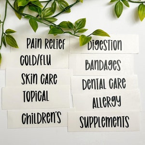 Custom Medicine Cabinet Labels | Medicine Cabinet Organization Vinyl Stickers | Meds Vinyl Labels | Custom First Aid Kit Labels