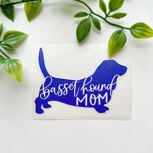Basset Hound Mom, Basset Hound Car Vinyl Decal, Laptop Sticker, Tumbler Sticker, Water Resistant Vinyl, Basset Hound Mom Gift, Fur Mom Gift