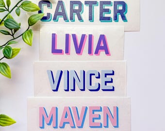 Double Layered Name Sticker, Block Name Decal, Custom Name Decals, Personalized Gift Idea, Water Resistant Vinyl Sticker, Shadow Name Decal