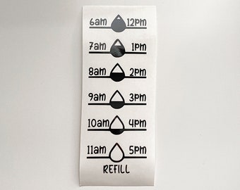Custom Water Timeline Vinyl Decal Sticker | Daily Water Tracker Sticker | Water Bottle Vinyl Decal | Water Intake Tracker - NEW DESIGN!