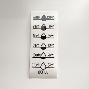 Custom Water Timeline Vinyl Decal Sticker | Daily Water Tracker Sticker | Water Bottle Vinyl Decal | Water Intake Tracker - NEW DESIGN!