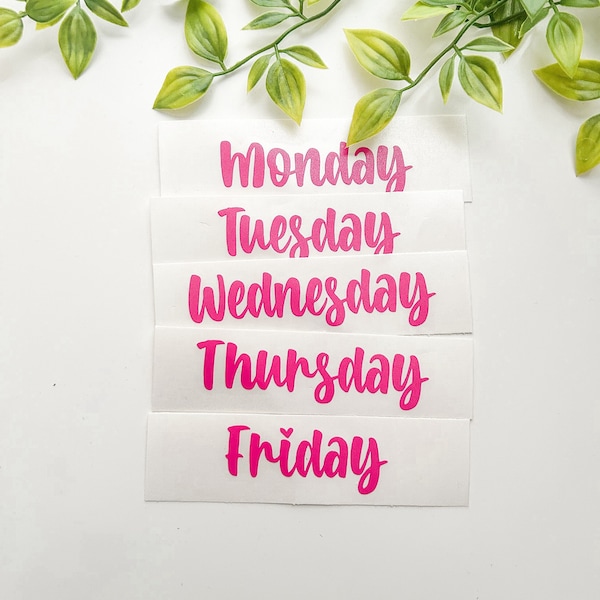 Days of the Week Stickers, Water Resistant Transfer Stickers, Days of the Week Organization Stickers, Organized Home Labels, Classroom Decal