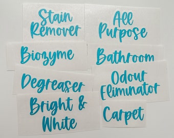 Cleaning Labels, Water Resistant, Custom Vinyl Stickers, Cleaning Supplies Organization, Home Organization Labels, Aesthetic Cleaning Labels