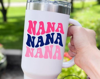 Retro Nana Decal, Water Resistant Car Decal, Wavy Font, Tumbler Vinyl Sticker, Laptop Decal, Gift for Grandma, Retro Nana Decals