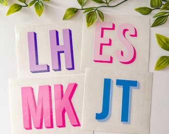 Double Layer Monogram Decal | 3D Shadow Layered Stickers | Personalized Gift Idea | Shadow Block Decals | Custom Initials | Tumbler Decal