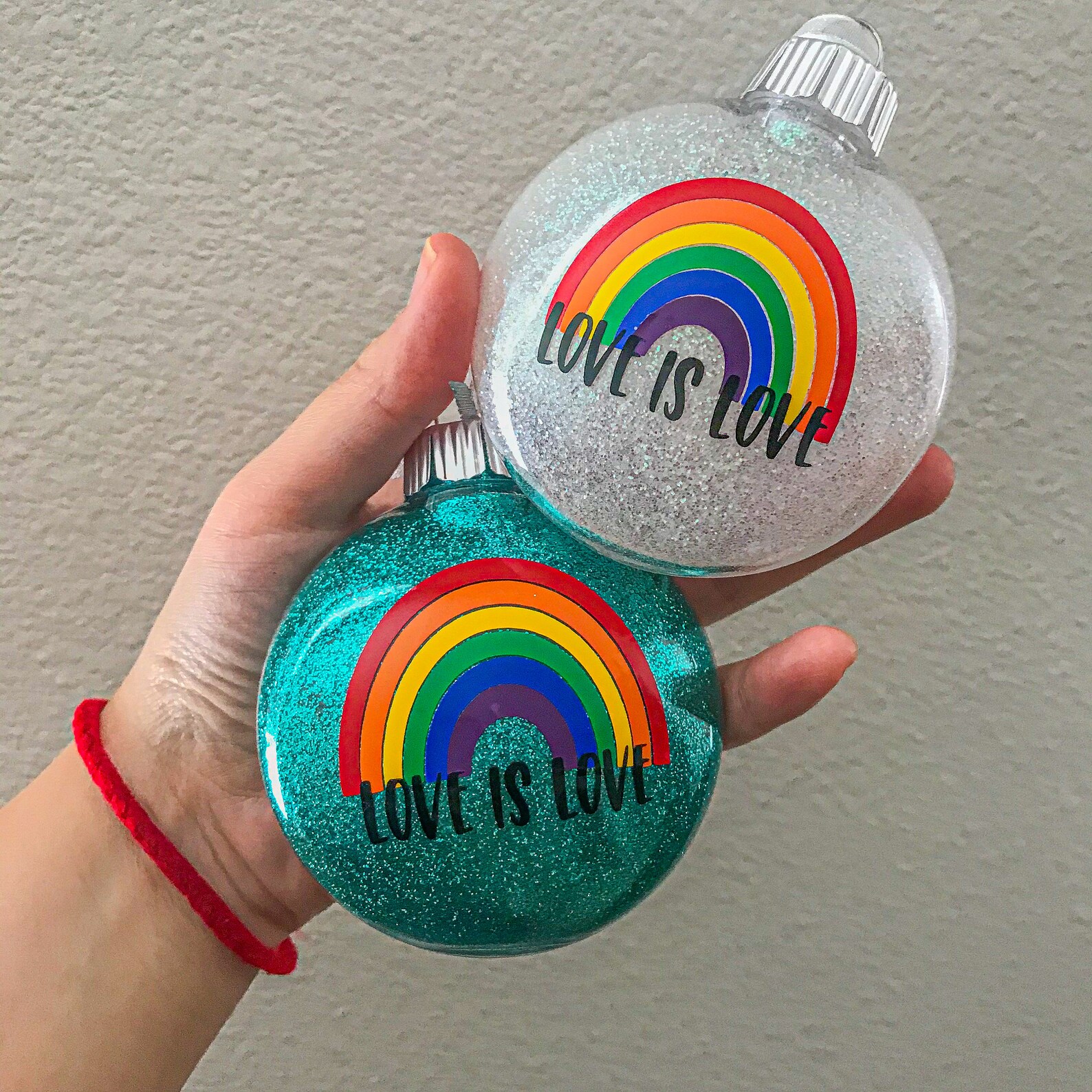 LGBTQ Glitter Ornaments. Love is Love LGBT Pride Ornaments. Etsy
