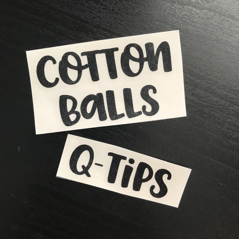 Cotton Balls and/or Qtips Label. Adhesive Vinyl Decal Etsy