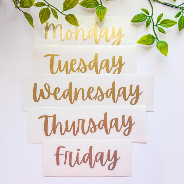 Days of the Week Stickers, Water Resistant Transfer Stickers, Days of the Week Organization Stickers, Organized Home Labels, Classroom Decal