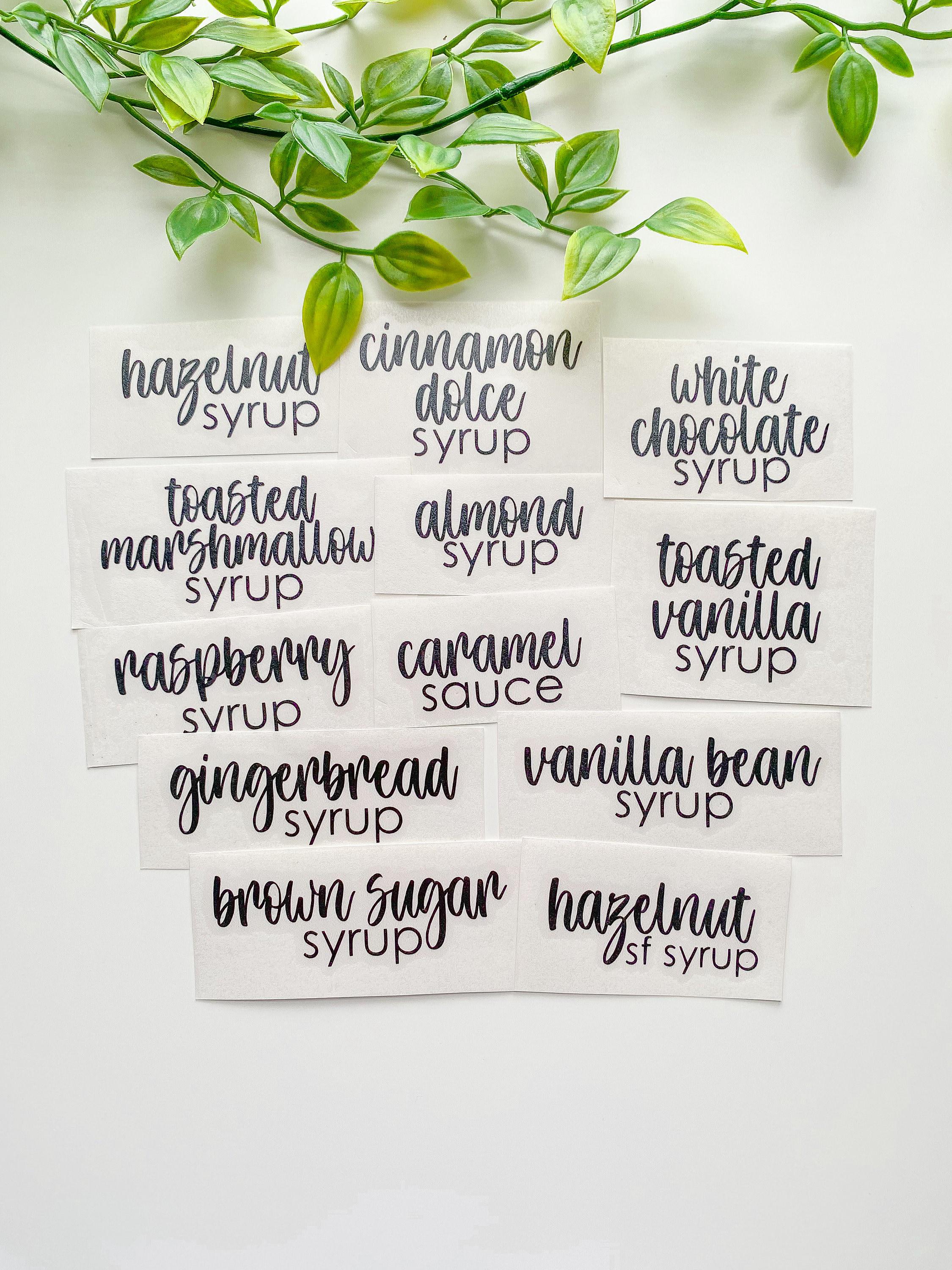 Coffee Syrup Stickers, Water Resistant, Vinyl Stickers, Syrup Bottle ...