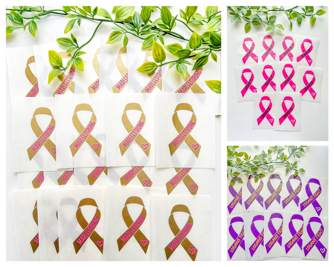BULK Cancer Awareness Ribbon Stickers, Waterproof Vinyl Stickers ...