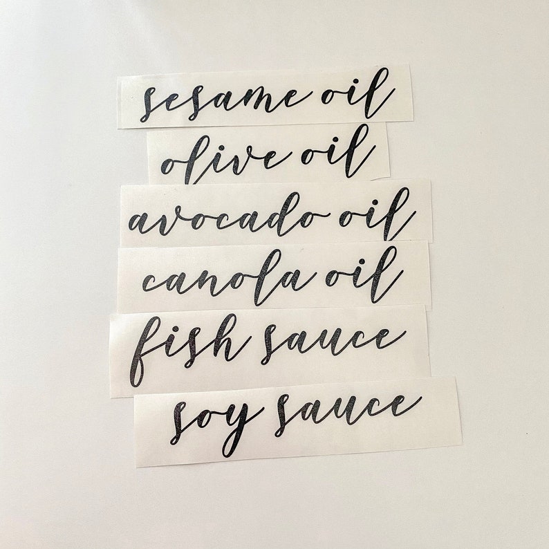 Custom Oil Bottle Decals Oil Vinegar Condiment Labels Etsy