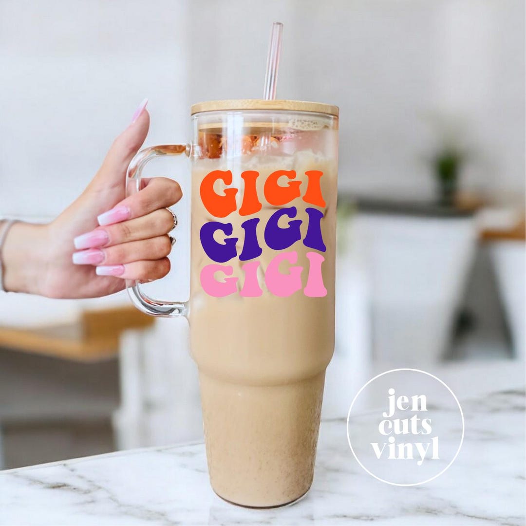 Retro Gigi Decal, Water Resistant Car Decal, Wavy Font, Tumbler Vinyl ...