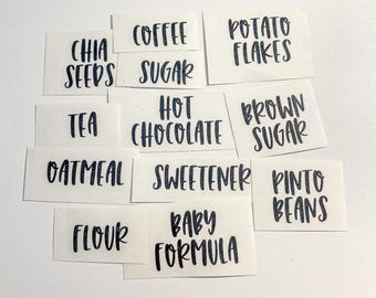 Custom Kitchen Organization Labels | Kitchen Canister Vinyl Decals | Sugar Flour Sticker Labels | Kitchen Pantry Labels | Pantry Stickers