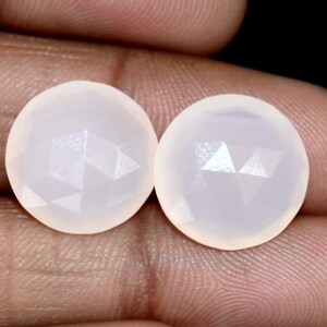 Natural Pink Opal Round Checker Cut Pair 14x14 mm 14.77 CTS Calibrated Loose Gemstones for Jewellery Making