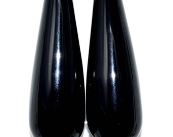 31x10.50 mm Natural Black Onyx Drops Cabochon Pair Untreated Loose Gemstones for Jewellery Making
