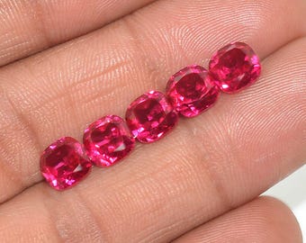 5x5-12x12 mm Ruby Color Lab Grown Cushion Cut 01 Pcs Only Loose Gemstone
