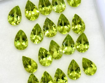 5x3 mm to 8x6 mm Natural Peridot Pear Cut Lot Calibrated Untreated Faceted Loose Gemstones for Jewellery Making