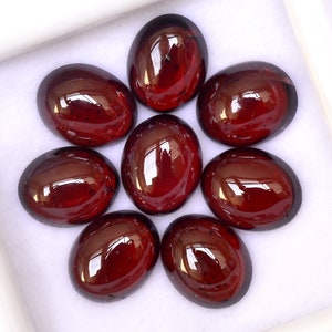Natural Red Garnet Oval Cabochon 10x8 mm Lot 08 Pieces 28.46 CTS Calibrated Loose Gemstones for Jewellery Making