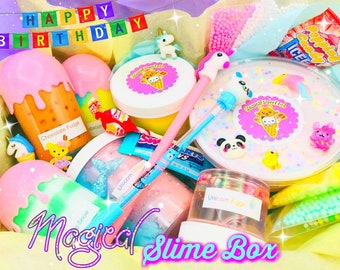 No tóxico _ La experiencia mágica Perfumada única caja de limo de cumpleaños _ Enviar a los próximos negocios day_ Mini Squishy gratis!