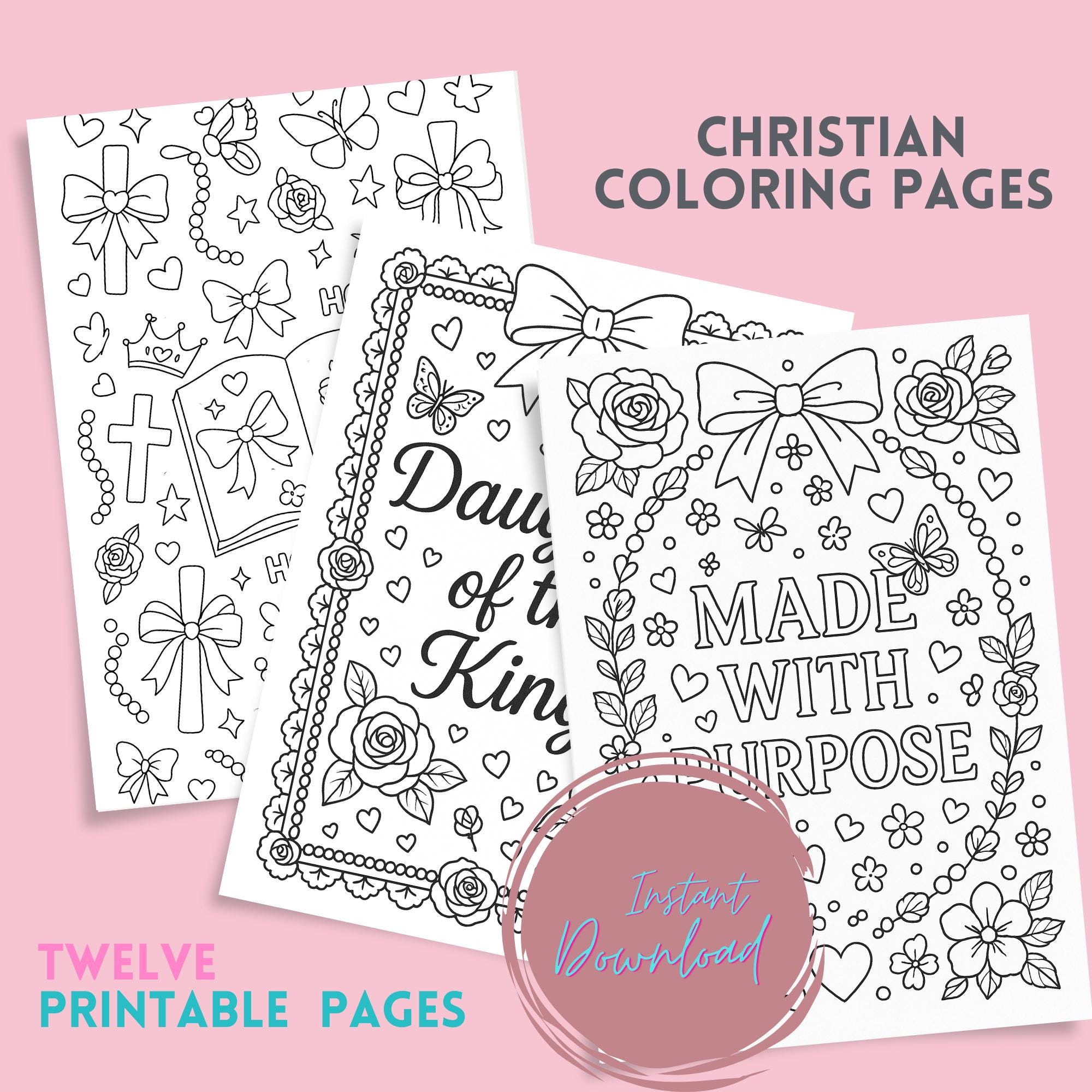 Christian Coloring Pages for Girls | Coquette Bible Verse & Affirmation ...